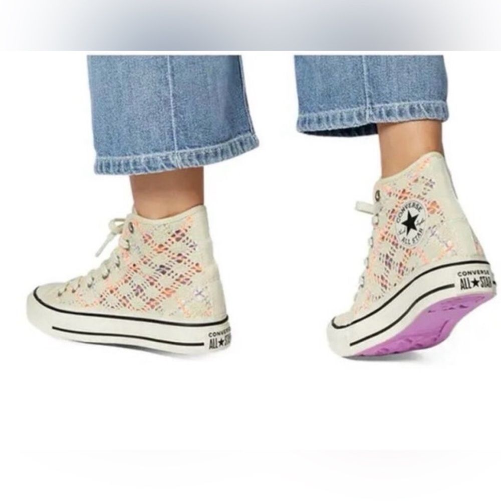 Converse Boho Crochet Hightop Women's Chuck Taylor All Star' cream pink lavender - Picture 3 of 12
